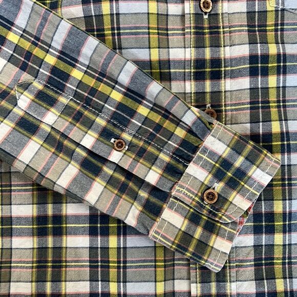 TAILOR Vintage Cotton Casual Madras Plaid Button-up Shirt Button down Collar - Picture 3 of 7